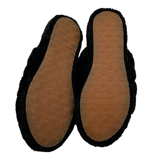 UGG Black Sherpa Fluff Yeah Platform Slide Sandal Slippers Size 6 Women's - Picture 10 of 12